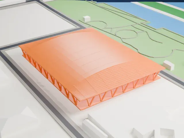 Ariake Gymnastics Centre model, East view