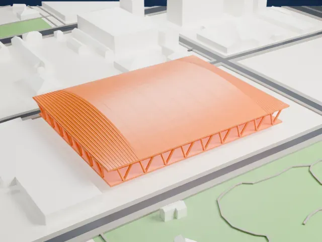 Ariake Gymnastics Centre model, North view