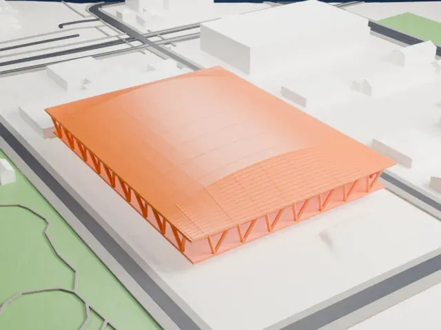 Ariake Gymnastics Centre model, West view