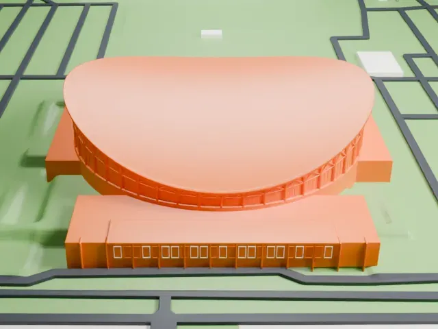 Arizona Veterans Memorial Coliseum model, East view