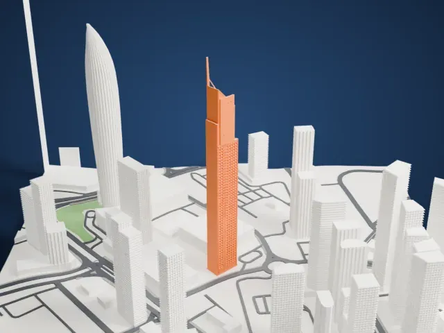 Arraya Tower model, West view
