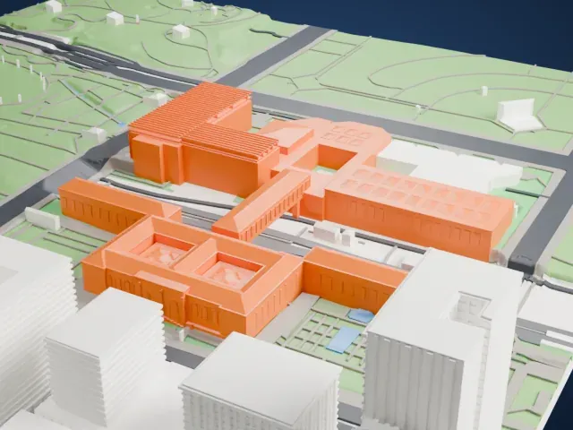 Art Institute of Chicago model, West view
