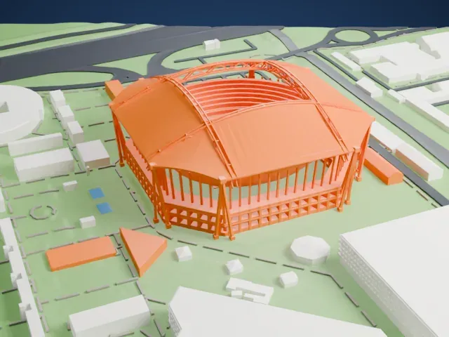 Arthur Ashe Stadium model, East view