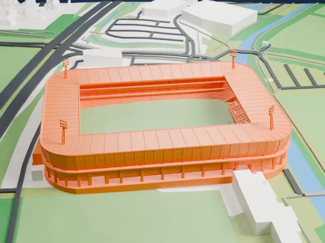 Asito Stadion model, East view