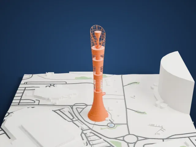 Aspire Tower model, South view