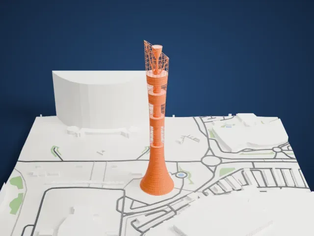 Aspire Tower model, West view
