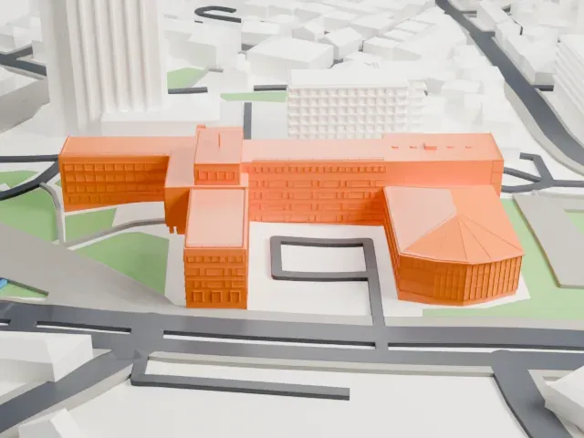 Assembly of Kosovo model, East view
