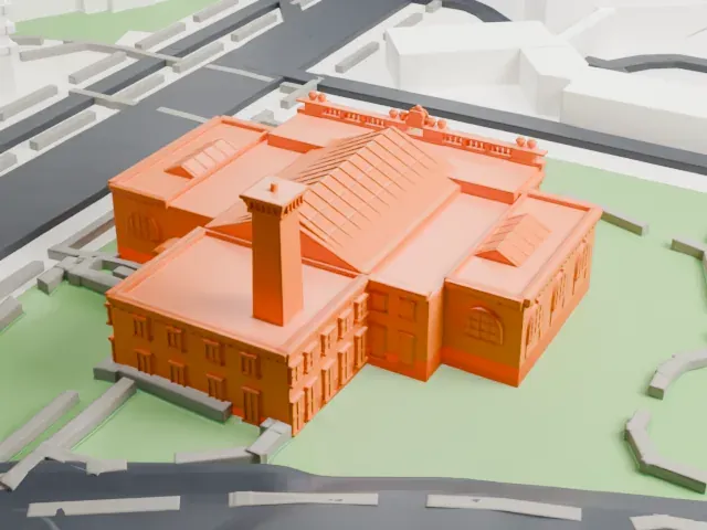 Asser Levy Recreation Center model, East view