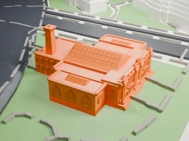 Asser Levy Recreation Center model, North view