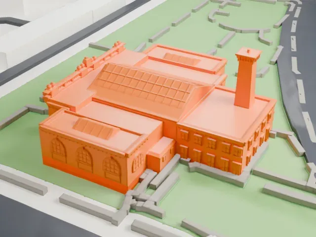 Asser Levy Recreation Center model, South view