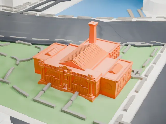 Asser Levy Recreation Center model, West view