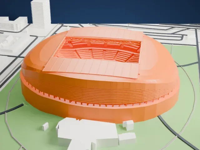 Astana Arena model, East view