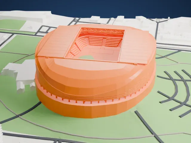 Astana Arena model, North view