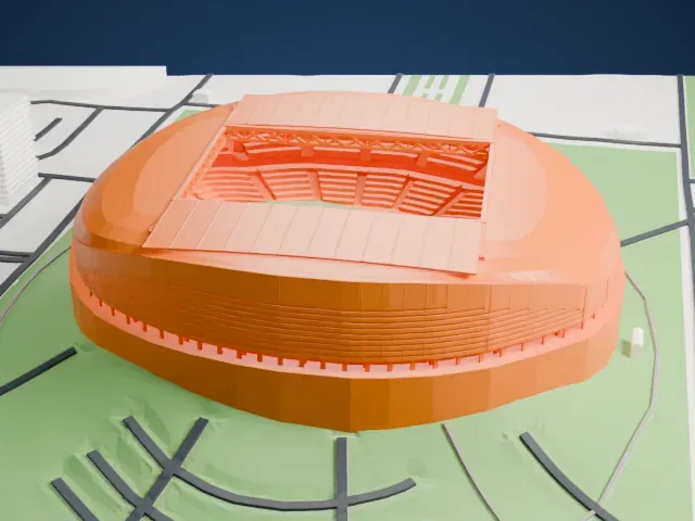 Astana Arena model, West view