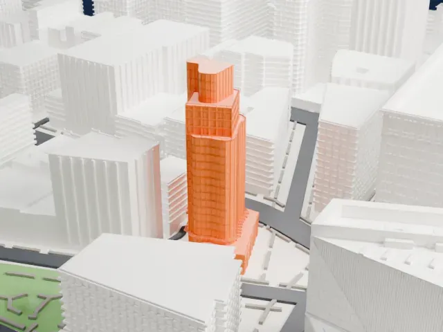 Astor Place Tower model, East view