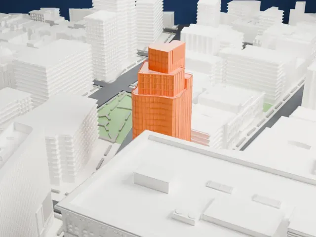 Astor Place Tower model, North view