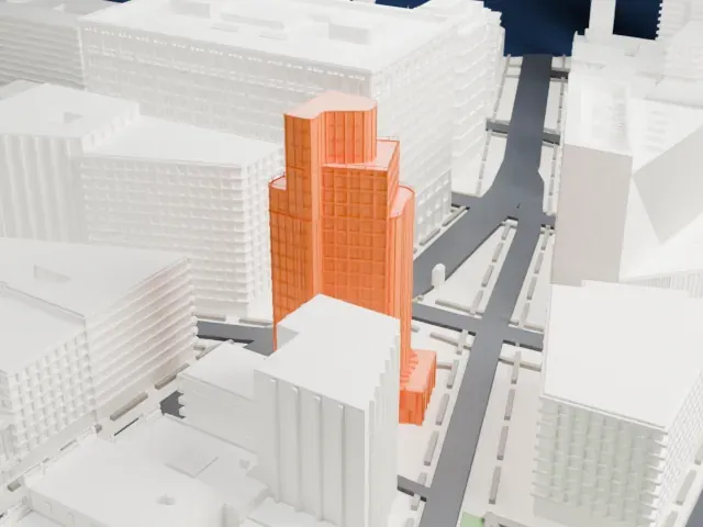 Astor Place Tower model, South view