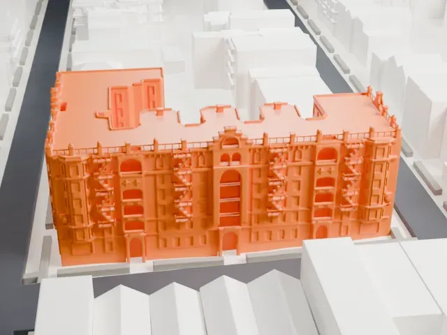 Astral Apartments model, West view