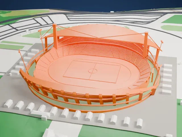Atatürk Olympic Stadium model, East view