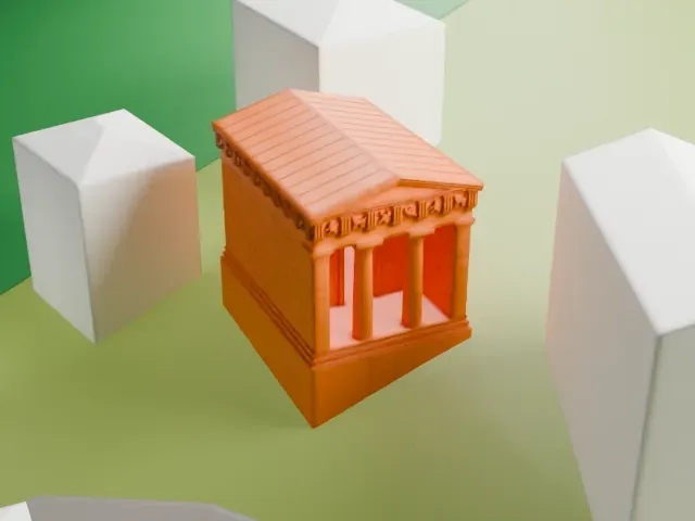 Athenian Treasury model, East view