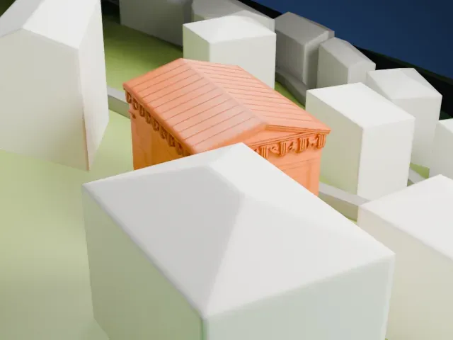 Athenian Treasury model, West view