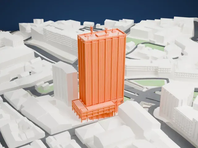 Athens Towers model, East view