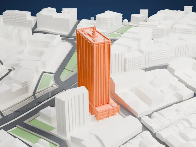 Athens Towers model, South view