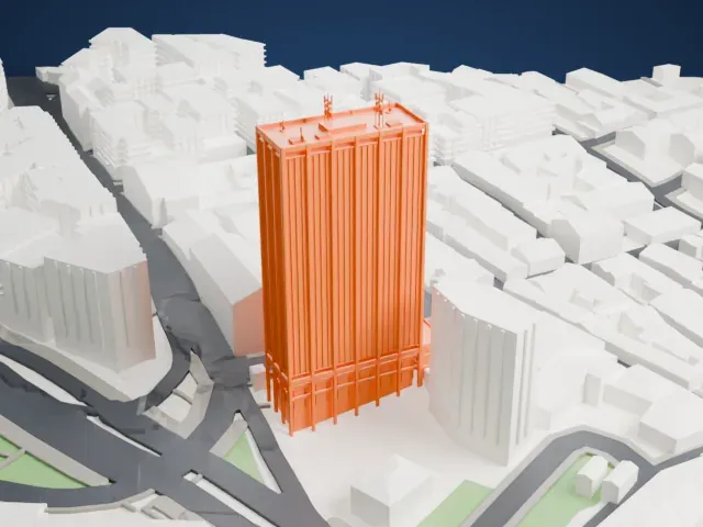 Athens Towers model, West view