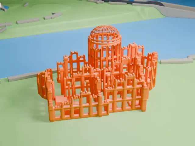 Atomic Bomb Dome model, East view