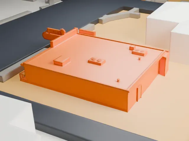 Atomic Liquors model, West view