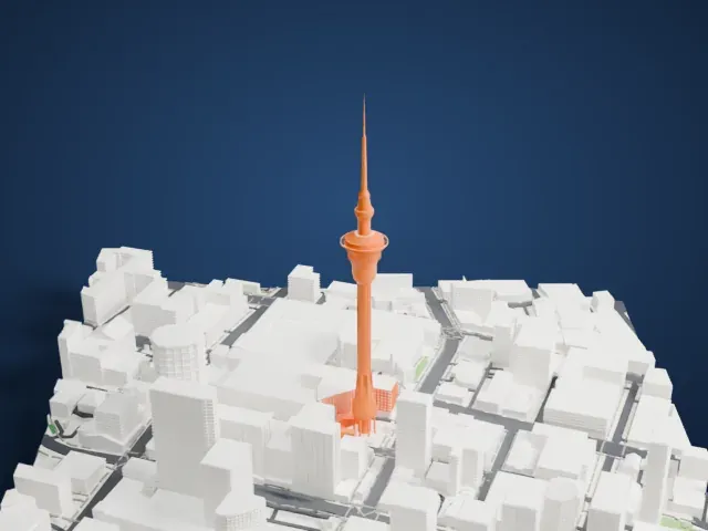 Auckland Sky Tower model, East view