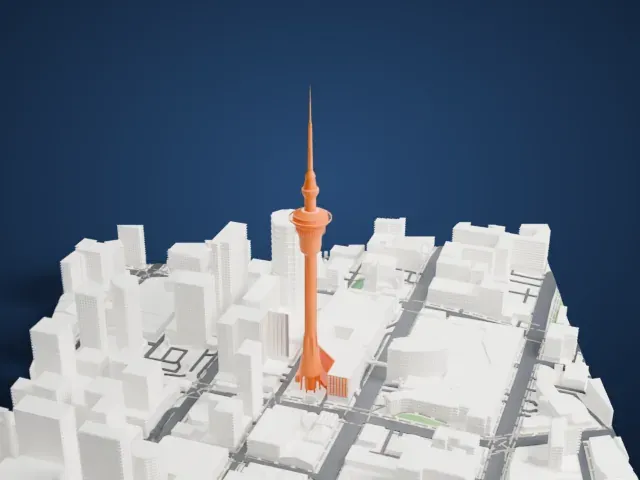 Auckland Sky Tower model, North view
