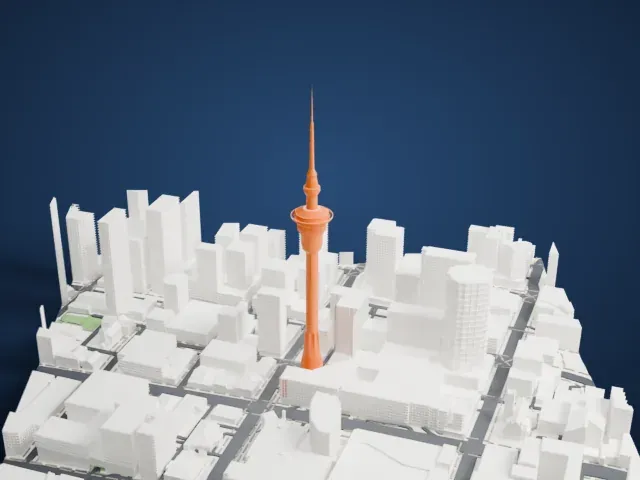 Auckland Sky Tower model, West view