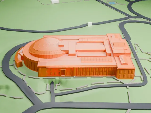 Auckland War Memorial Museum model, East view