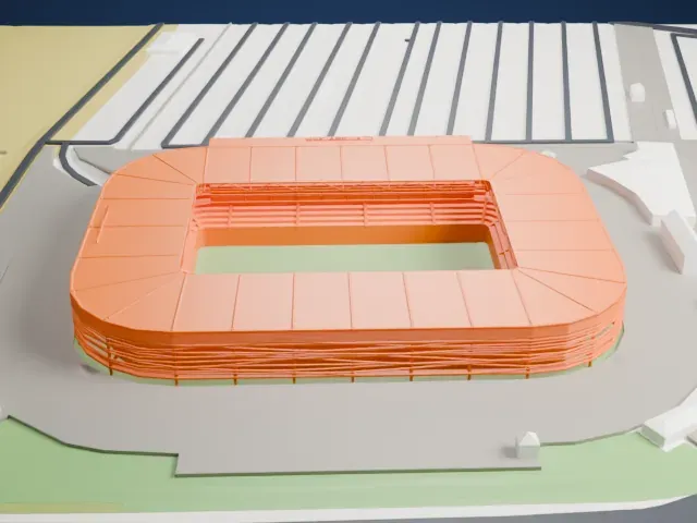 Augsburg Arena (WWK Arena) model, East view