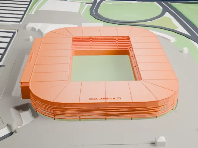 Augsburg Arena (WWK Arena) model, South view