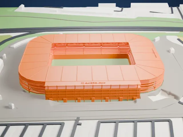 Augsburg Arena (WWK Arena) model, West view
