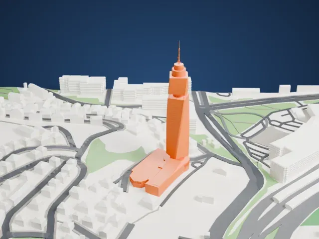 Avaz Twist Tower model, North view