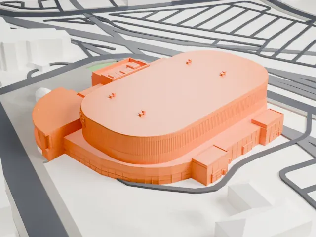 Avenir Centre model, West view