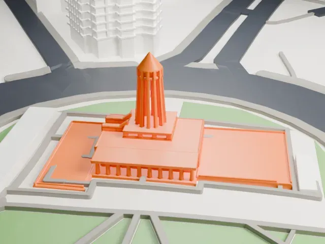Avicenna Mausoleum model, East view