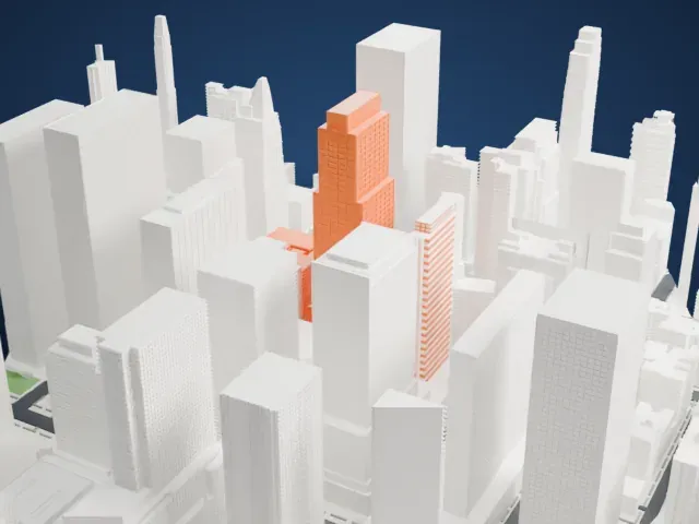 Axa Equitable Center model, East view