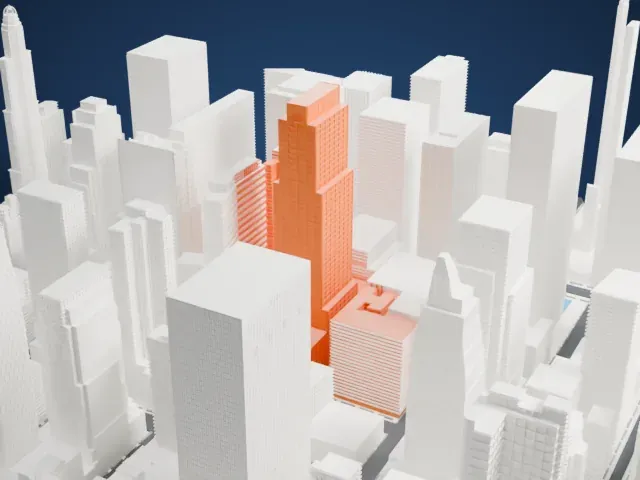 Axa Equitable Center model, West view