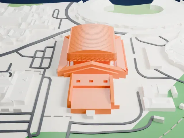 Axiata Arena model, East view