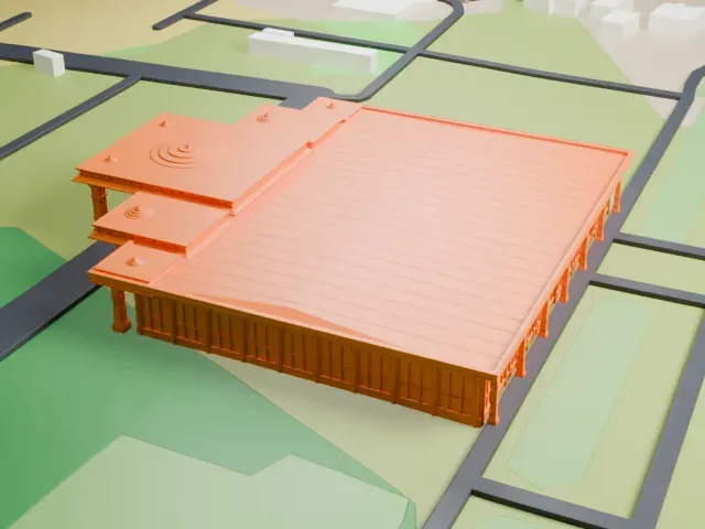 Ayodhya Airport Terminal model, East view