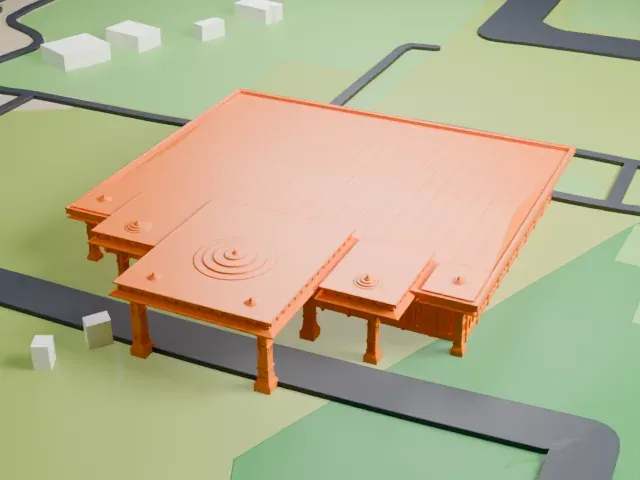 Ayodhya Airport Terminal model, South view