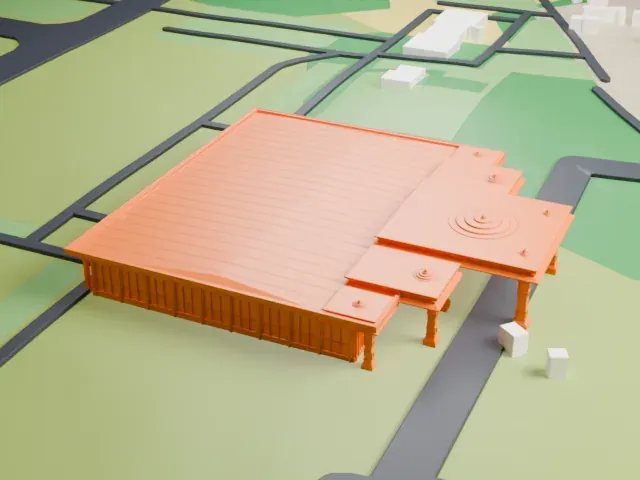 Ayodhya Airport Terminal model, West view