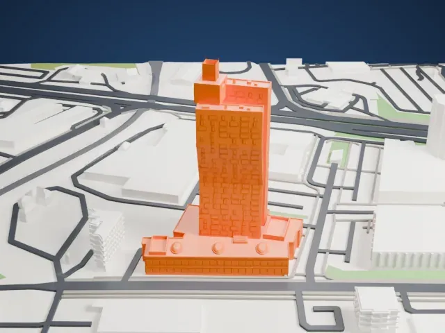 AZ Tower model, East view