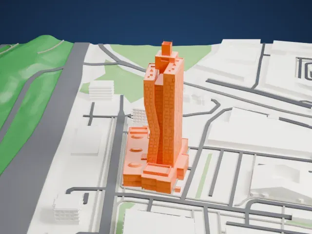 AZ Tower model, North view