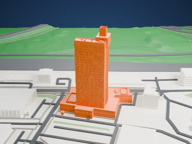 AZ Tower model, West view