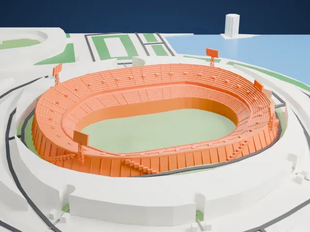 Azadi Stadium model, East view